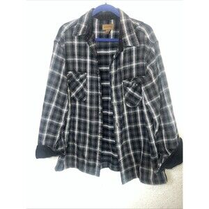 Vintage St John  Bay Flannel Plaid Shirt Shacket XL Heavy Corduroy Flip Cuff